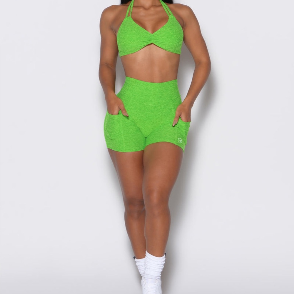 Bombshell Sportswear Neon Green Shorts & Bra Top